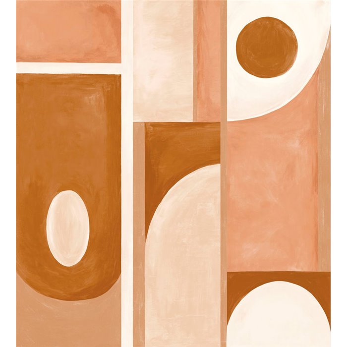 Casamance|Wandbild abstrakte Kalkmalerei rosa braun geometrisch|Wandbild