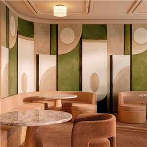 Casamance|Wall mural abstract lime painting pink brown geometric|Wallmurals
