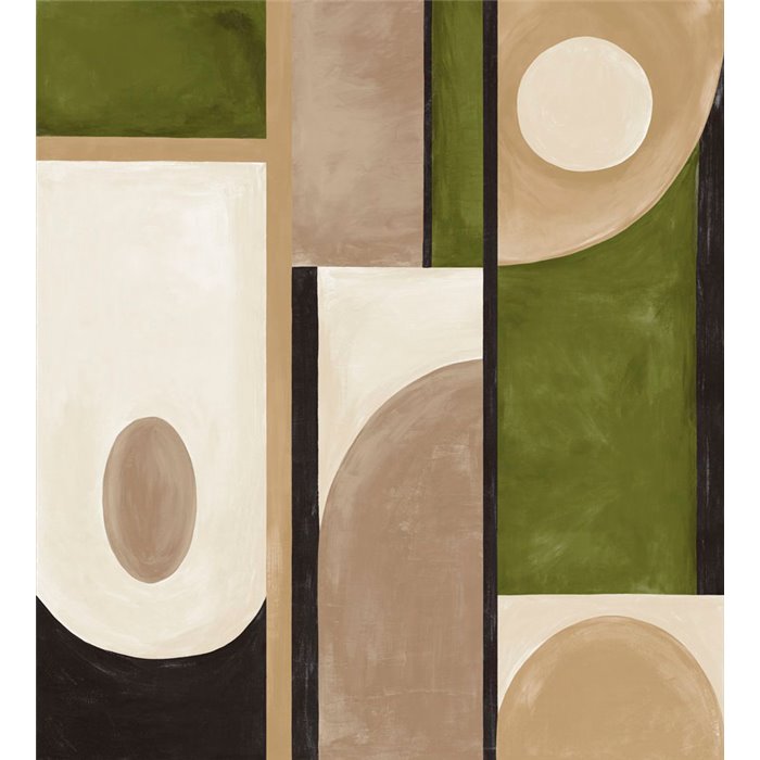 Casamance|Mural pared pintura abstracta a la cal marrón verde moderna|Murales de Pared