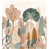 Casamance|Papier peint panoramique forêt minimaliste vert rose artistique|Panoramiques