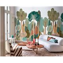 Casamance|Wall mural minimalist forest green multicolor modern|Wallmurals