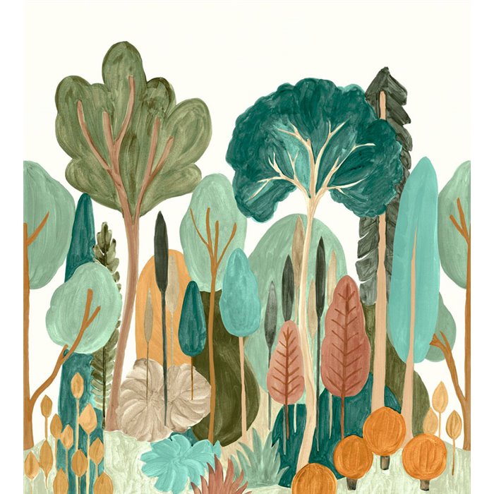 Mural pared bosque minimalista verde multicolor moderno - Casamance Panoramas 3 76381018