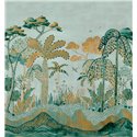 Casamance|Papier peint panoramique paysage tropical palmiers style Art Nouveau|Panoramiques