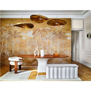 Elitis|Art-Déco-Tapete in Braun und Grün, inspiriert von Intarsien|Hochwertige 2