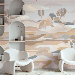 As Creation|Wall mural Nordic abstract forest green and beige|Wallmurals