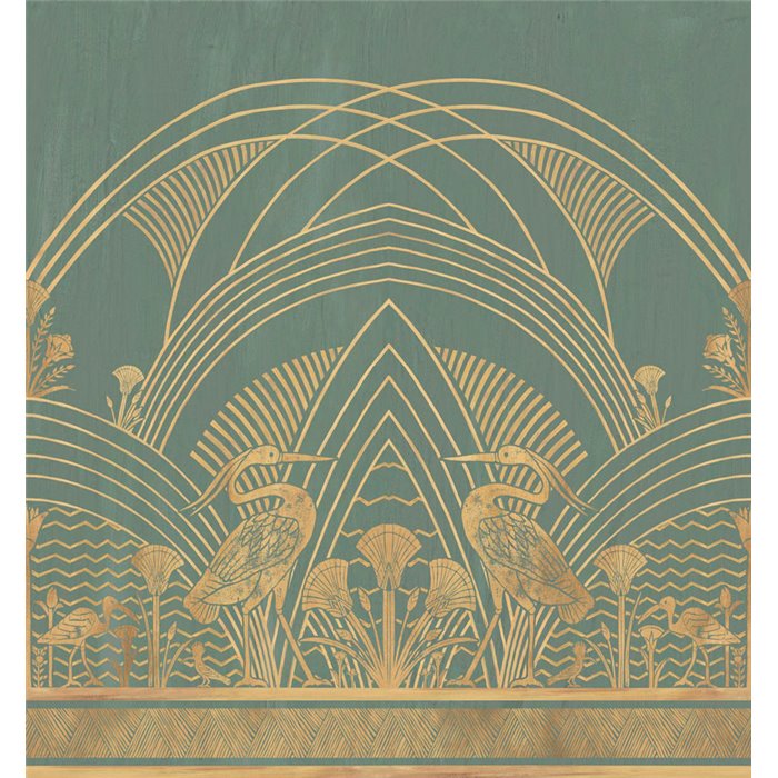 Casamance|Papier peint panoramique hérons et arcs géométriques Art Déco|Panoramiques