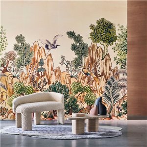 Casamance|Papier peint panoramique composition artistique plantes et fleurs tropicales|Panoramiques