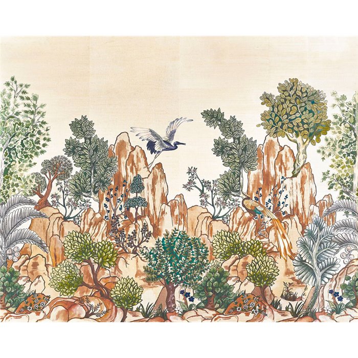 Casamance|Wall mural mountainous landscape Asian art brown beige|Wallmurals