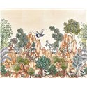 Casamance|Mural pared paisaje montañoso arte asiático marrón beige|Murales de Pared
