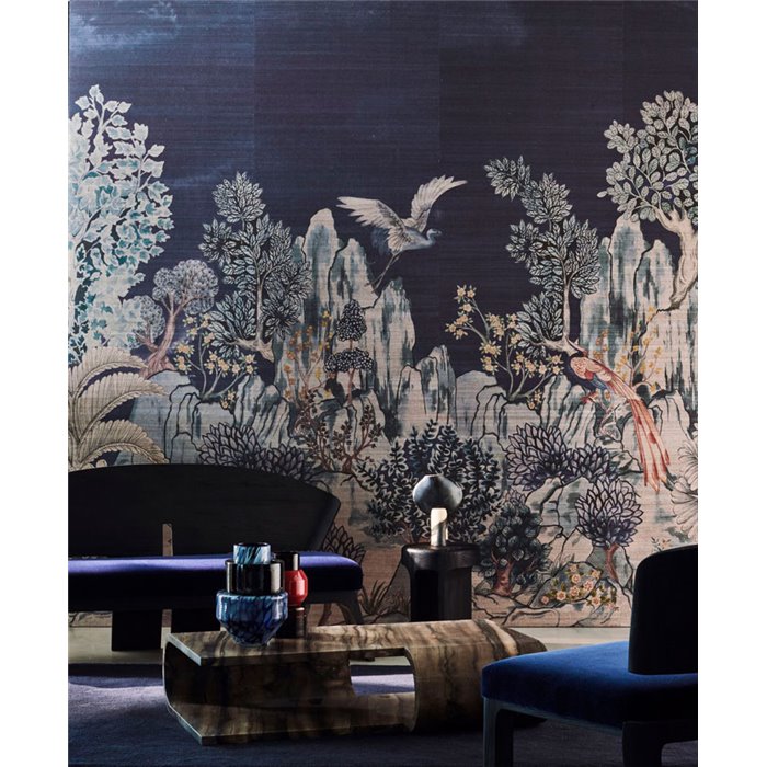 Casamance|Wall mural mountainous landscape Asian art grey blue|Wallmurals