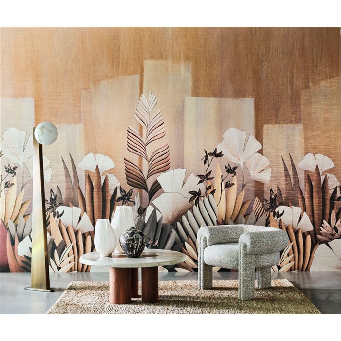 Mural pared jardín floral con hojas gingko japonesas - Casamance Exploration 71290157