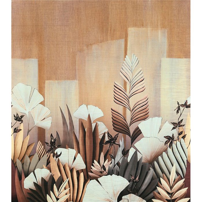 Casamance|Wandbild Blumengarten mit japanischen Gingko-Blättern|Wandbild