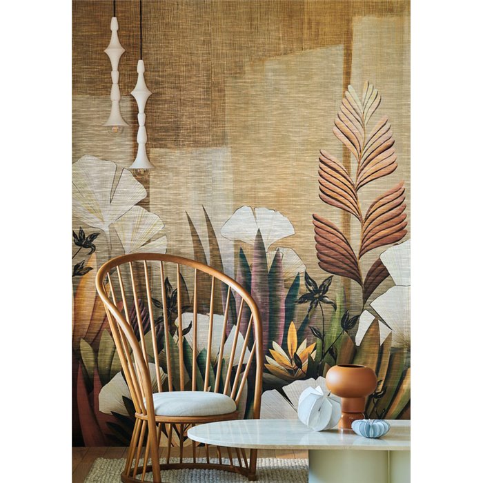 Casamance|Wandbild Blumengarten japanische Gingko-Blätter mehrfarbig|Wandbild