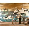 Mural pared paisaje oriental jardín y estanque japonés azul - Casamance Exploration 71530123