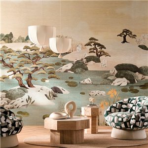 Casamance|Wall mural oriental landscape Japanese garden and pond blue|Wallmurals