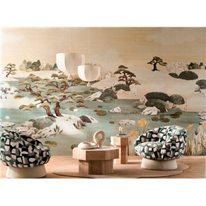 Casamance|Papier peint fleurs égyptiennes crème terre cuite|Haut Gamme 2