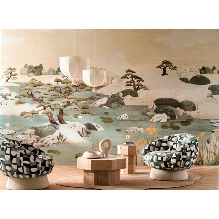 Casamance|Wandbild orientalische Landschaft japanischer Garten und Teich grün|Wandbild