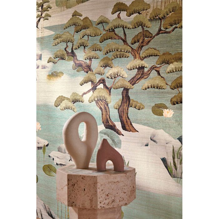 Casamance|Wall mural oriental landscape Japanese garden and pond green|Wallmurals