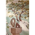 Casamance|Papier peint panoramique paysage oriental jardin et étang japonais vert|Panoramiques