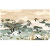 Casamance|Papier peint panoramique paysage oriental jardin et étang japonais vert|Panoramiques