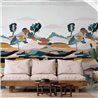 Casamance|Wall mural stylized landscape abstract focus blue|Wallmurals
