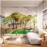 Casadeco|Wall mural Mediterranean landscape with pines and coastal village|Wallmurals