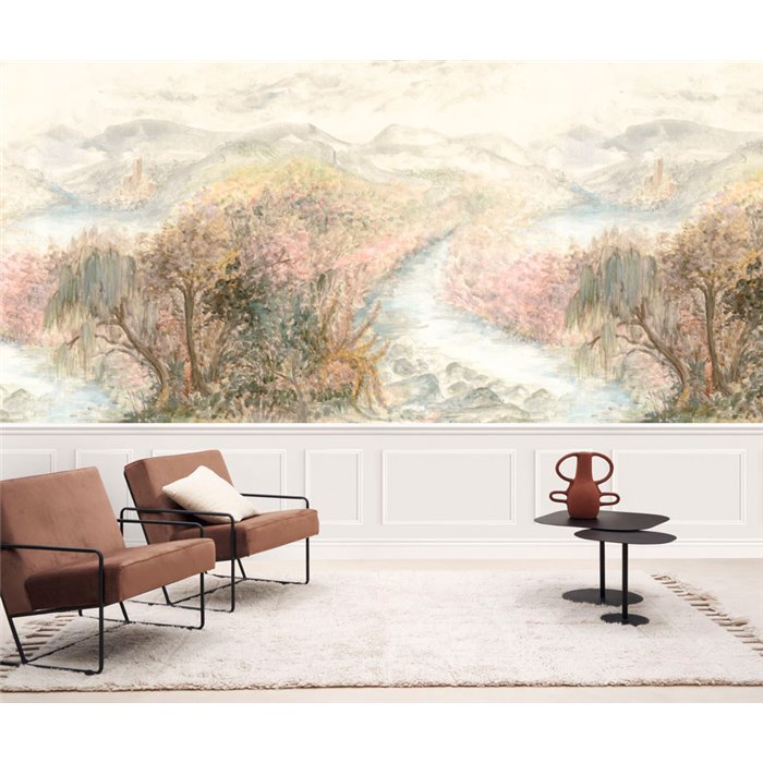 Casadeco|Wandbild impressionistische Landschaft mit Bach und Wiesen|Wandbild