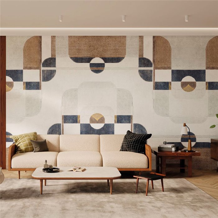 Casadeco|Mural pared composición geométrica círculos cromáticos degradados|Murales de Pared