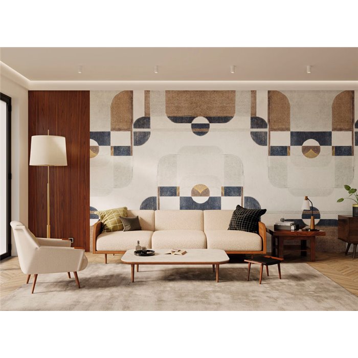 Casadeco|Mural pared composición geométrica círculos cromáticos degradados|Murales de Pared