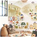 Casadeco|Mural pared casas de pueblo y globos aerostáticos|Murales de Pared