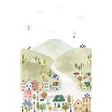 Casadeco|Papier peint panoramique maisons de village et montgolfières|Panoramiques