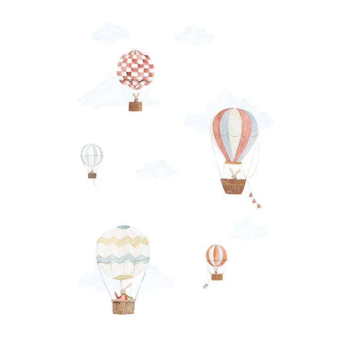 Casadeco|Papier peint panoramique animaux en montgolfières|Panoramiques