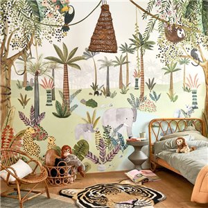 Casadeco|Kids wallpaper forest trees white and beige|Children's
