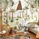 Casadeco|Papier peint panoramique jungle avec adorables animaux|Panoramiques