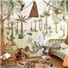 Casadeco|Mural pared selva con adorables animales|Murales de Pared