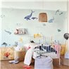 Casadeco|Wall mural seabed with whales fish and crustaceans|Wallmurals