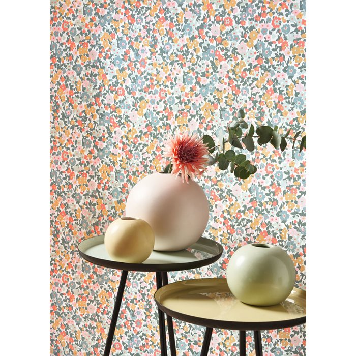 Casadeco|Papier peint à petites fleurs jeunes, typiques d’un tissu Liberty|Floral
