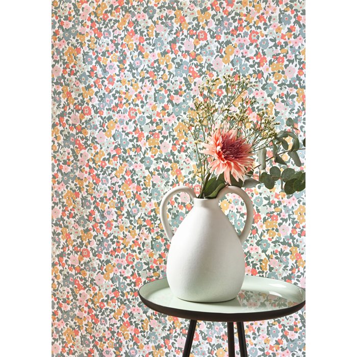 Casadeco|Tapete mit kleinen jugendlichen Blumen, typischer Liberty-Stoffstil|Blumen