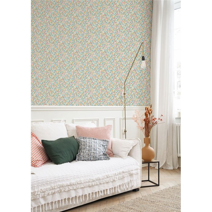 Casadeco|Tapete mit kleinen jugendlichen Blumen, typischer Liberty-Stoffstil|Blumen