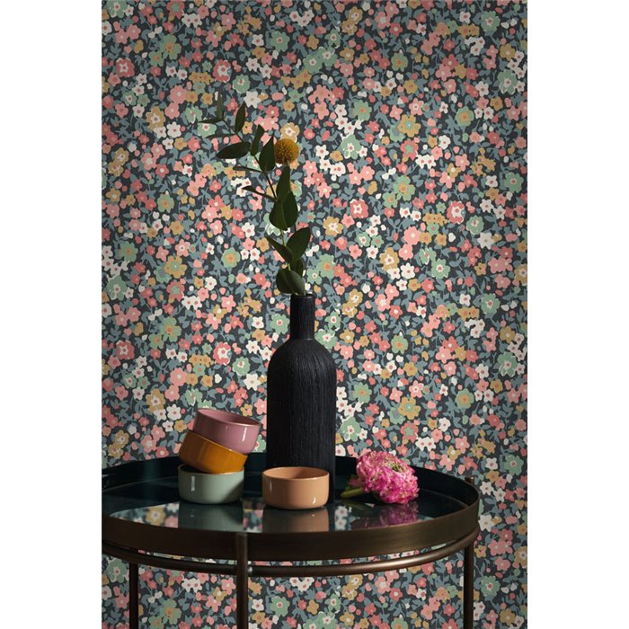 Casadeco|Papier peint à petites fleurs multicolores, imprimé Liberty|Floral
