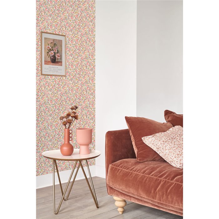 Casadeco|Papier peint fleuri joyeux, petites fleurs multicolores|Floral