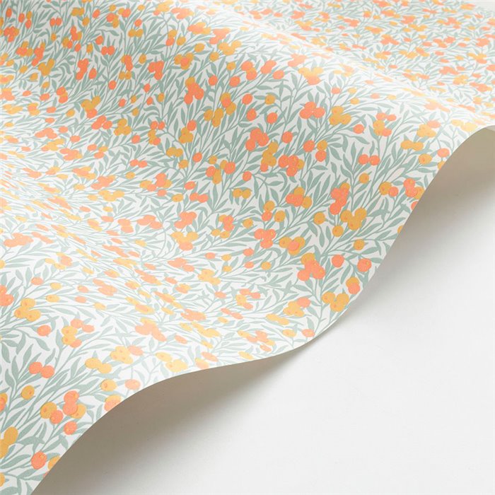 Casadeco|Bathroom floral wallpaper with currants and blueberries|Floral