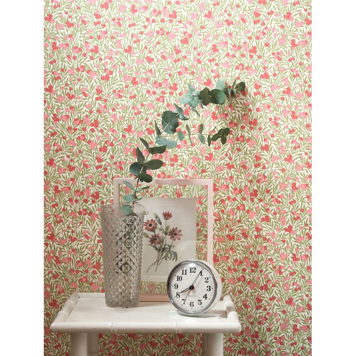 Casadeco|Floral wallpaper with red currants and blueberry fruit print|Floral