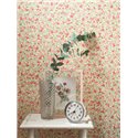 Casadeco|Papier peint fleuri avec fruits de groseilles rouges et myrtilles|Floral