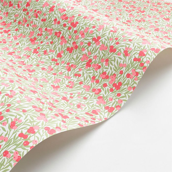 Casadeco|Papel pintado floral estampado con frutas de grosellas rojas y arándanos|Floral