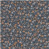 Casadeco|Papier peint bleu fleuri avec groseilles et myrtilles orange|Floral