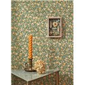 Casadeco|Papier peint fleuri style champêtre vert avec groseilles et myrtilles|Floral
