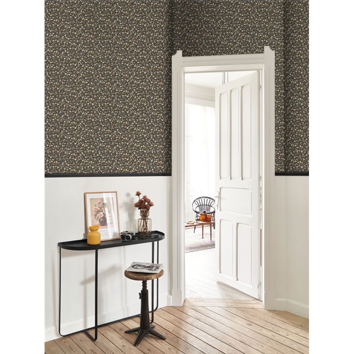 Casadeco|Dark-toned floral wallpaper, rustic style|Floral