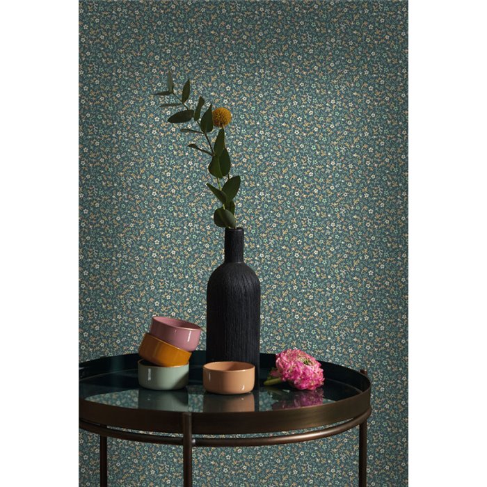 Casadeco|Romantische Blumentapete mit kleinen Vergissmeinnicht|Blumen