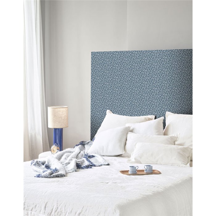 Casadeco|Blue wallpaper with small flowers and lily of the valley|Floral